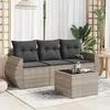 Image de vidaXL Salon de jardin 4 pcs avec coussins gris clair résine tressée 3221071