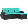 Image de Vidaxl salon de jardin 4 pcs avec coussins noir résine tressée