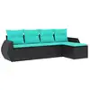 Image de Vidaxl salon de jardin 5 pcs avec coussins noir résine tressée