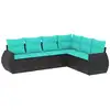 Image de Vidaxl salon de jardin 6 pcs avec coussins noir résine tressée