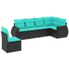Image de Vidaxl salon de jardin 6 pcs avec coussins noir résine tressée