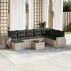 Image de Salon De Jardin 9 Pcs Avec Coussins Gris Clair Résine Tressée Vidaxl