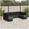 Image de Vidaxl salon de jardin 9 pcs avec coussins noir résine tressée