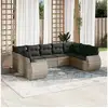 Image de Salon de jardin 9 pcs avec coussins gris résine tressée