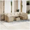 Image de Vidaxl salon de jardin avec coussins 10 pcs beige résine tressée