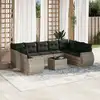 Image de Salon De Jardin Avec Coussins 10 Pcs Gris Clair Résine Tressée Vidaxl