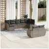 Image de Salon de jardin 9 pcs avec coussins gris résine tressée