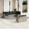 Image de Salon de jardin 9 pcs avec coussins gris clair résine tressée