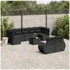 Image de Salon de jardin 10 pcs avec coussins noir résine tressée