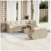 Image de Salon de jardin avec coussins 10 pcs beige résine tressée