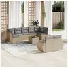 Image de Salon de jardin avec coussins 10 pcs beige résine tressée