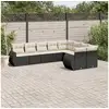 Image de Salon de jardin 9 pcs avec coussins noir résine tressée