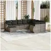 Image de Salon de jardin avec coussins 10 pcs gris résine tressée