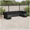 Image de Salon de jardin 10 pcs avec coussins noir résine tressée