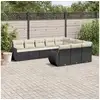 Image de Salon de jardin 10 pcs avec coussins noir résine tressée