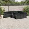 Image de Salon de jardin 11 pcs avec coussins noir résine tressée