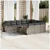 Image de Salon de jardin 11 pcs avec coussins gris résine tressée