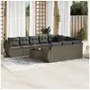 Image de Salon de jardin 11 pcs avec coussins gris clair résine tressée