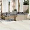 Image de Salon de jardin 11 pcs avec coussins beige résine tressée