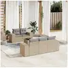 Image de Salon de jardin avec coussins 6 pcs beige résine tressée