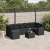 Image de vidaXL Salon de jardin 8 pcs avec coussins noir résine tressée 3222334