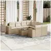Image de Vidaxl salon de jardin avec coussins 9 pcs beige résine tressée