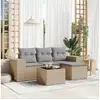 Image de Vidaxl salon de jardin avec coussins 5 pcs beige résine tressée