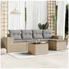 Image de Salon de jardin avec coussins 6 pcs beige résine tressée