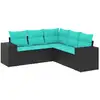 Image de Vidaxl salon de jardin 5 pcs avec coussins noir résine tressée