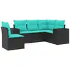 Image de Vidaxl salon de jardin 5 pcs avec coussins noir résine tressée