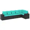 Image de Vidaxl salon de jardin 6 pcs avec coussins noir résine tressée