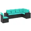 Image de Vidaxl salon de jardin 6 pcs avec coussins noir résine tressée