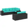 Image de Vidaxl salon de jardin 7 pcs avec coussins noir résine tressée