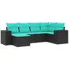 Image de Vidaxl salon de jardin 6 pcs avec coussins noir résine tressée