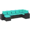 Image de Vidaxl salon de jardin 7 pcs avec coussins noir résine tressée
