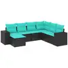 Image de Vidaxl salon de jardin 7 pcs avec coussins noir résine tressée