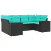 Image de Vidaxl salon de jardin 6 pcs avec coussins noir résine tressée
