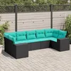 Image de vidaXL Salon de jardin 7 pcs avec coussins noir résine tressée 3222986
