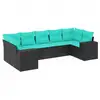 Image de Vidaxl salon de jardin 7 pcs avec coussins noir résine tressée