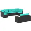 Image de Vidaxl salon de jardin 9 pcs avec coussins noir résine tressée