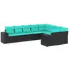 Image de Vidaxl salon de jardin 9 pcs avec coussins noir résine tressée
