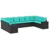 Image de Vidaxl salon de jardin 10 pcs avec coussins noir résine tressée