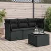 Image de vidaXL Salon de jardin 4 pcs avec coussins noir résine tressée 3217215