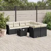 Image de vidaXL Salon de jardin 9 pcs avec coussins noir résine tressée 3217316