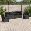 Image de vidaXL Salon de jardin 6 pcs avec coussins noir résine tressée 3217365