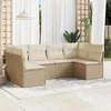 Image de vidaXL Salon de jardin avec coussins 6 pcs beige résine tressée 3217388