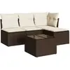 Image de Salon De Jardin Avec Coussins 5 Pcs Marron Résine Tressée Vidaxl