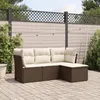 Image de vidaXL Salon de jardin 4 pcs avec coussins marron résine tressée 3217543