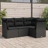 Image de vidaXL Salon de jardin 4 pcs avec coussins noir résine tressée 3217575