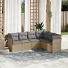 Image de Salon de jardin - vidaXL - 6 pcs - Résine tressée beige - Coussins amovibles - Conception modulaire
